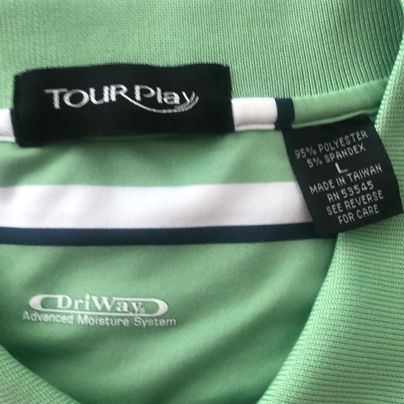 Large Green Stripe Tour Play Golf Shirt - Picture 2 of 2